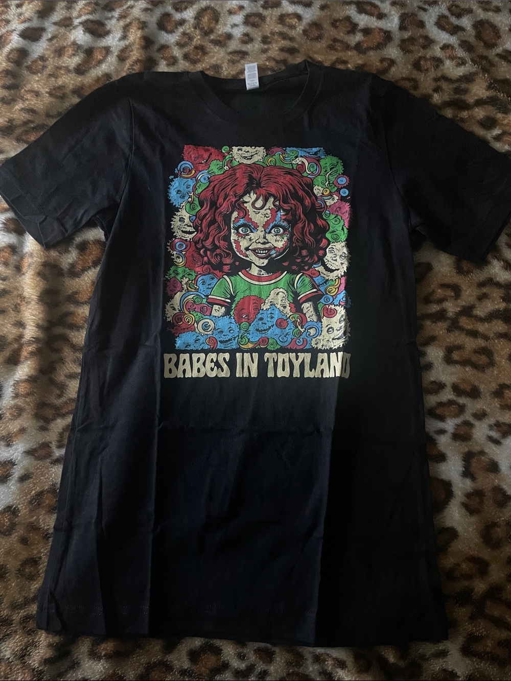 Bella Canvas Black Men Tee with Colorful Red-Haired Doll Graphic